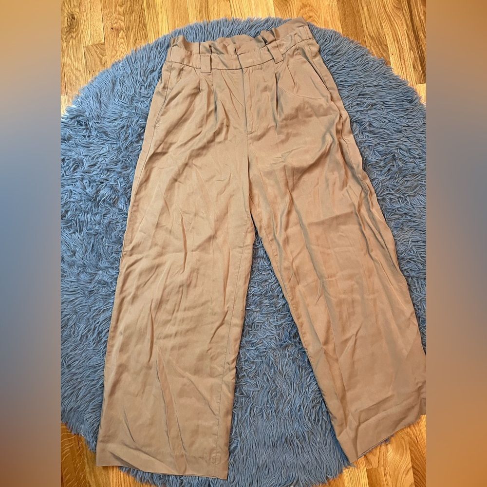 Banana Republic Tan Beige Wide Leg Lyocell Pants Size 8